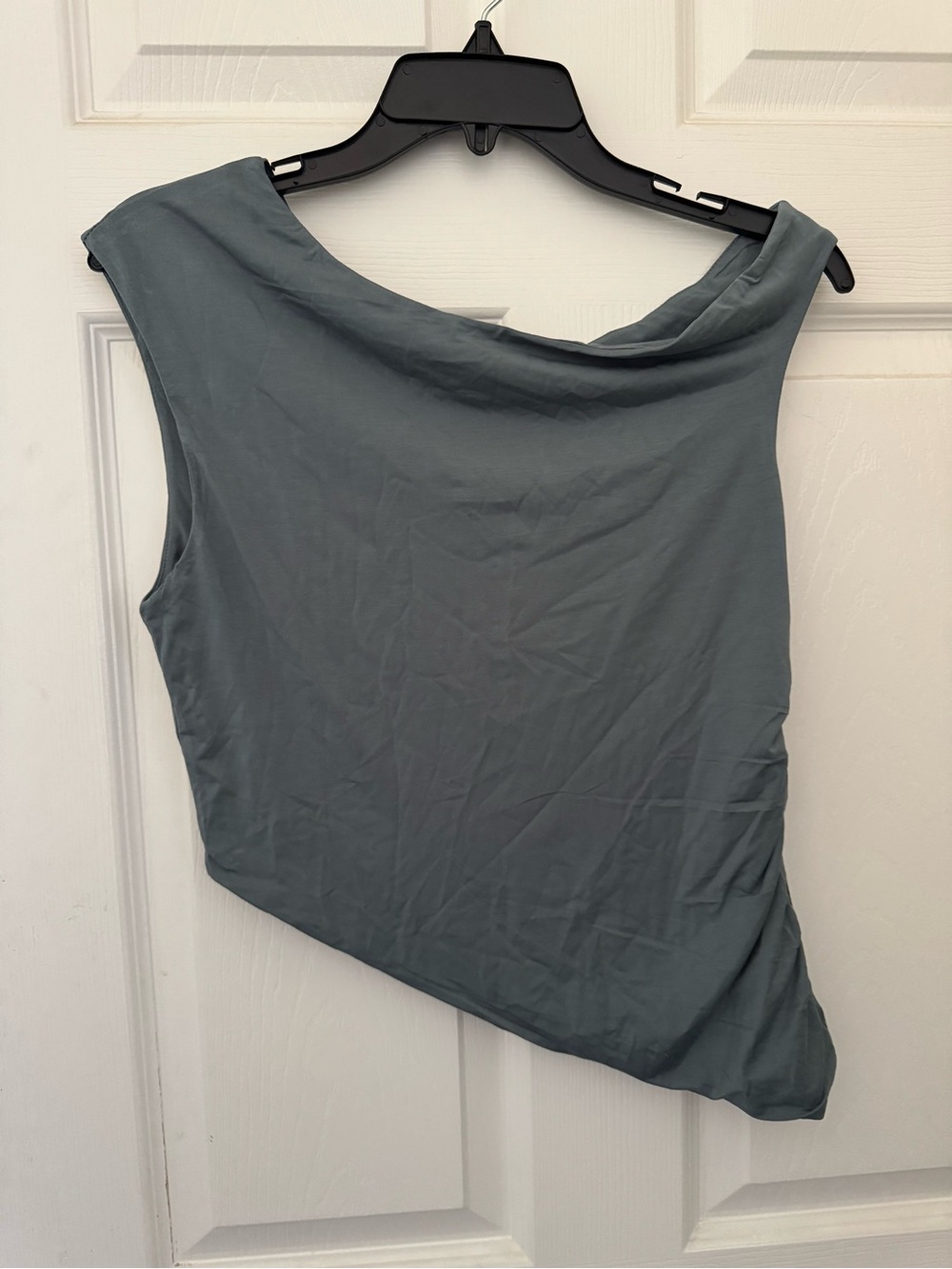 Asymmetric Off The Shoulder Tank Top in Slate Blue